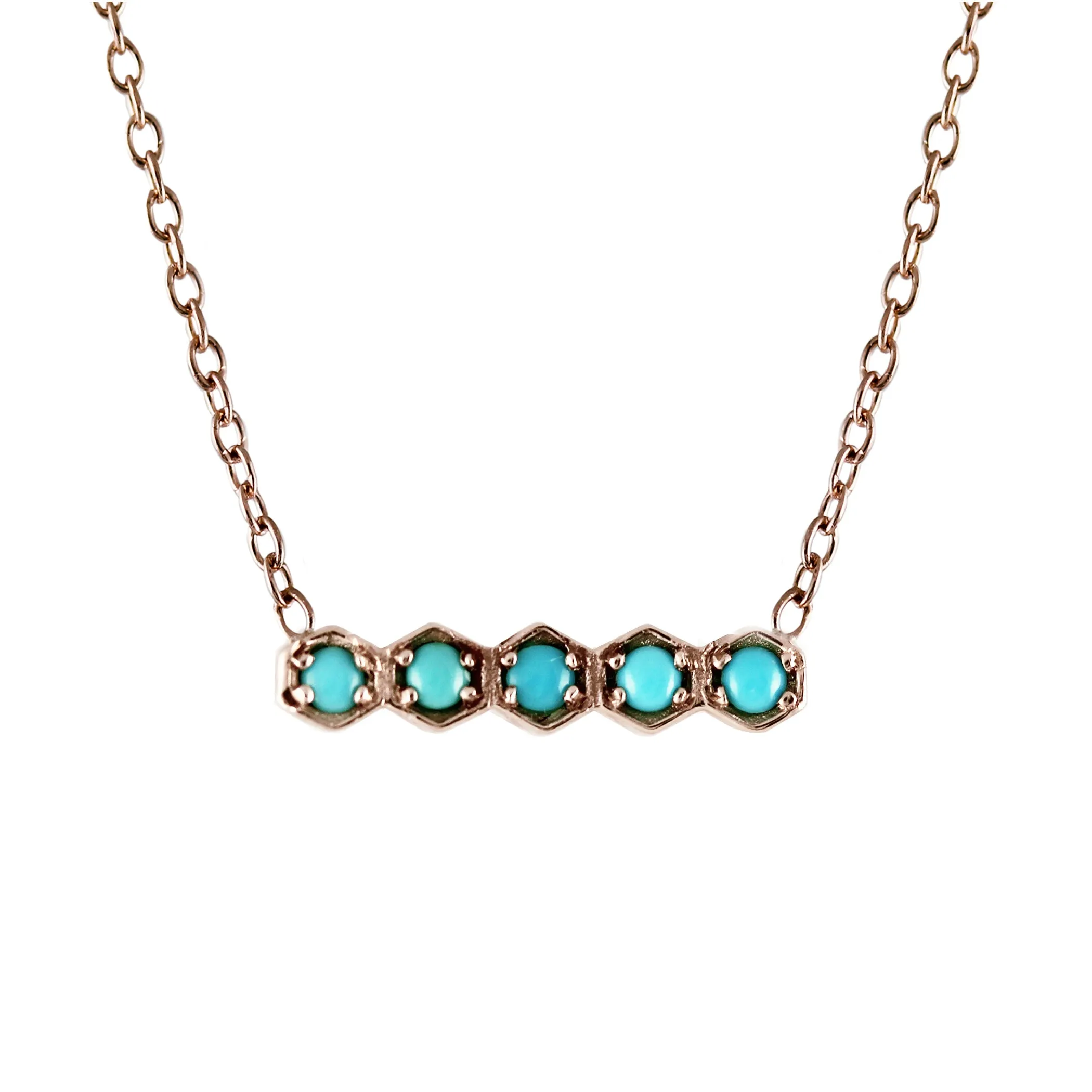 HEXAGONAL 5 TURQUOISE NECKLACE