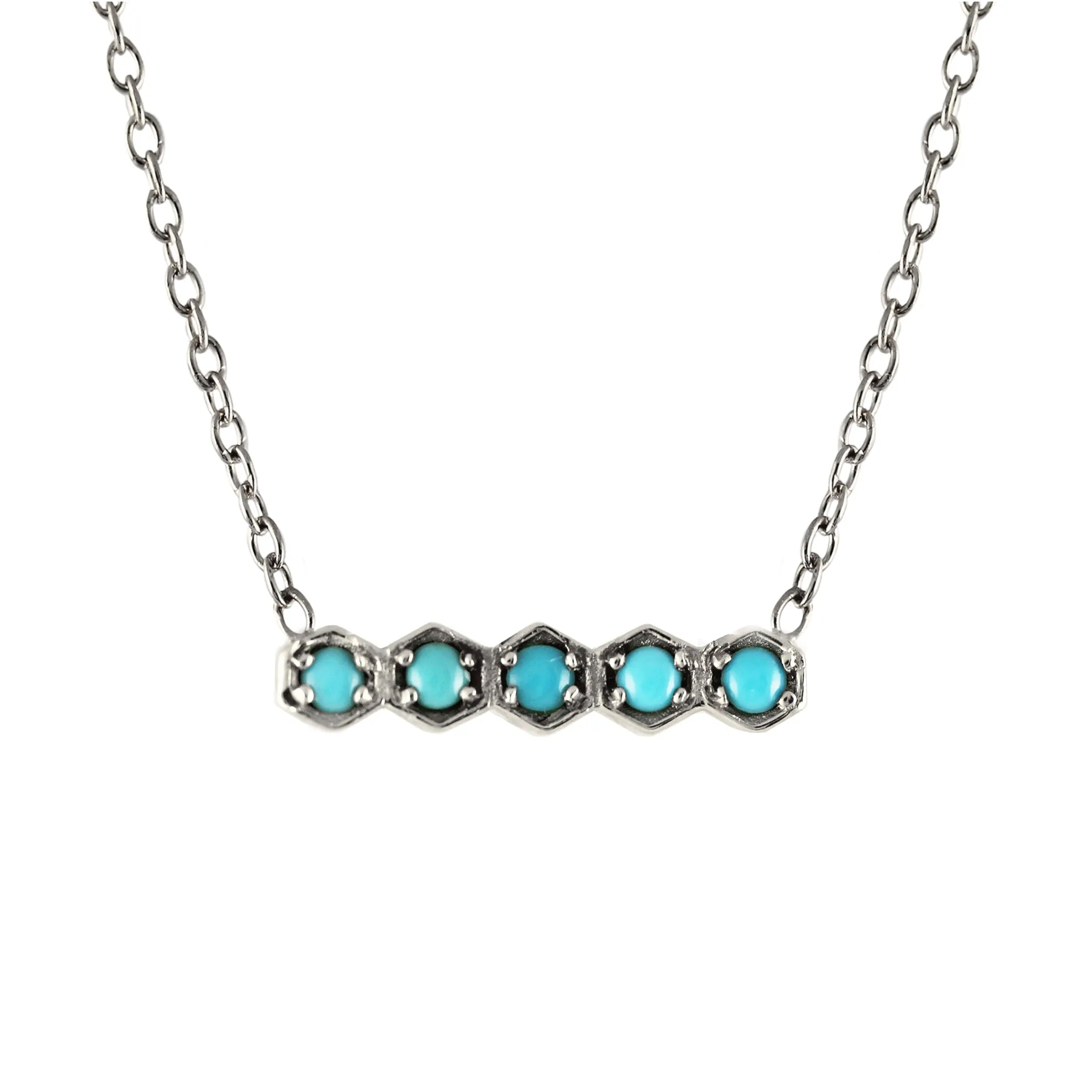 HEXAGONAL 5 TURQUOISE NECKLACE