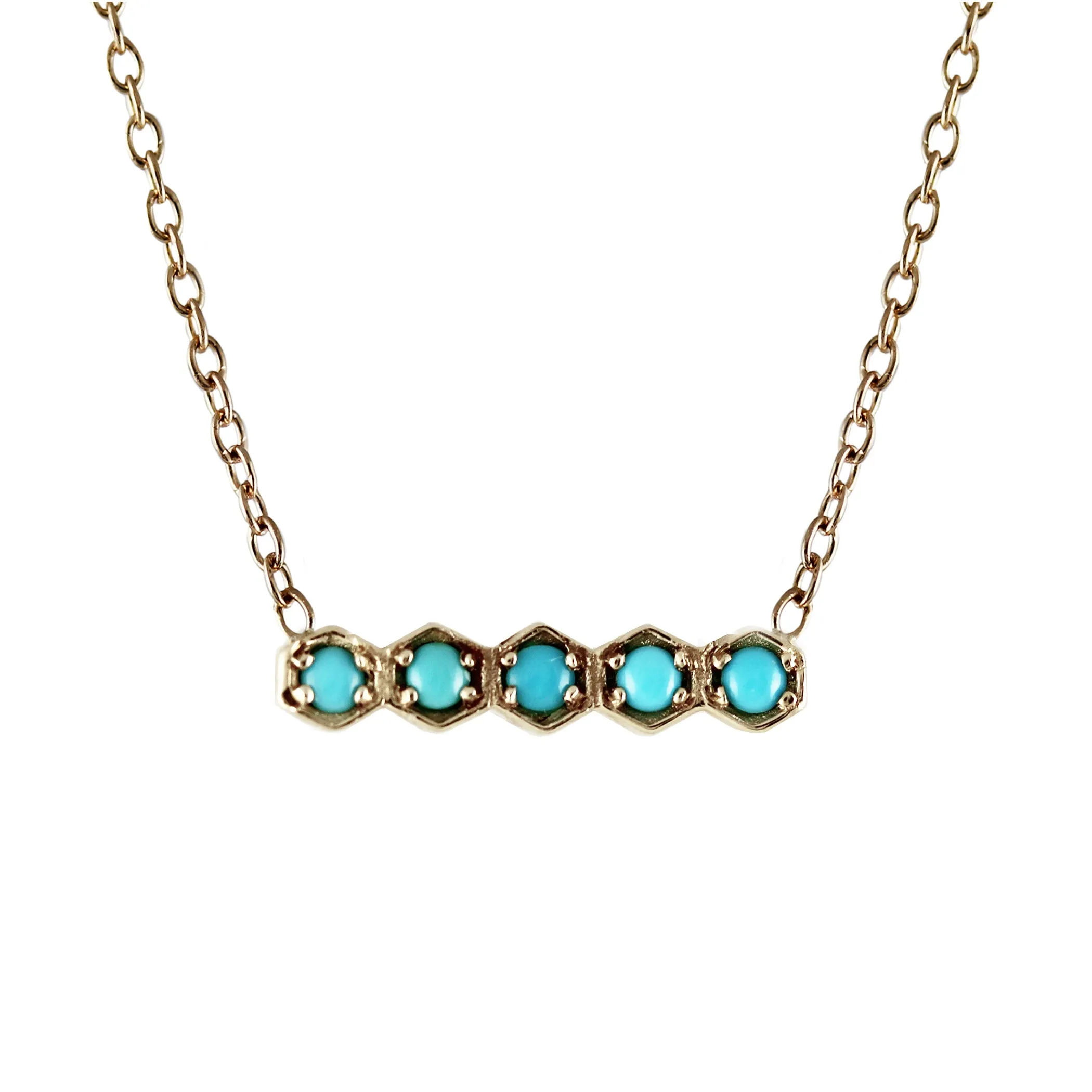 HEXAGONAL 5 TURQUOISE NECKLACE