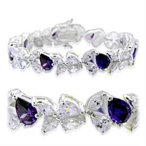 High-Polished 925 Sterling Silver Bracelet with AAA Grade CZ in Amethyst for Women Style 31924