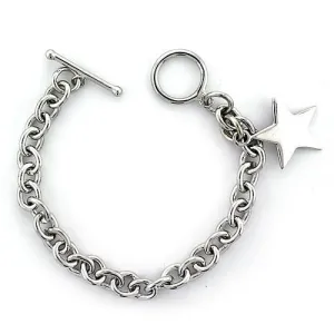 High-Polished 925 Sterling Silver Bracelet with No Stone for Women Style LOAS796