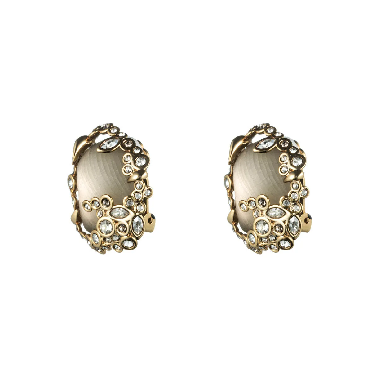 Imperial Crystal Lace Button Clip Earring