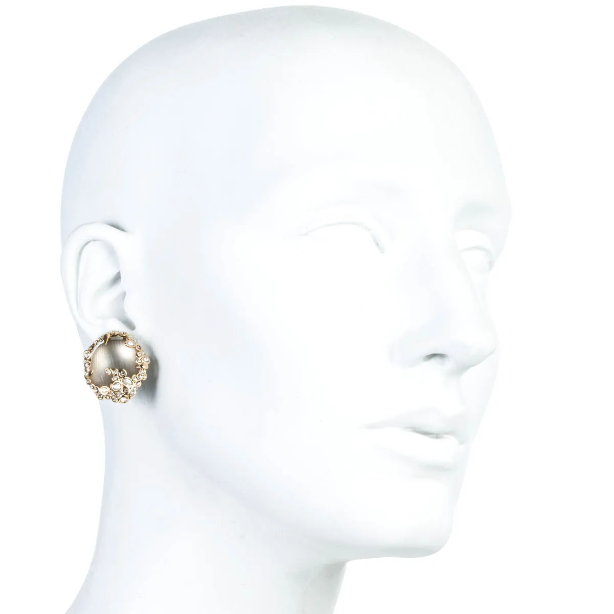 Imperial Crystal Lace Button Clip Earring