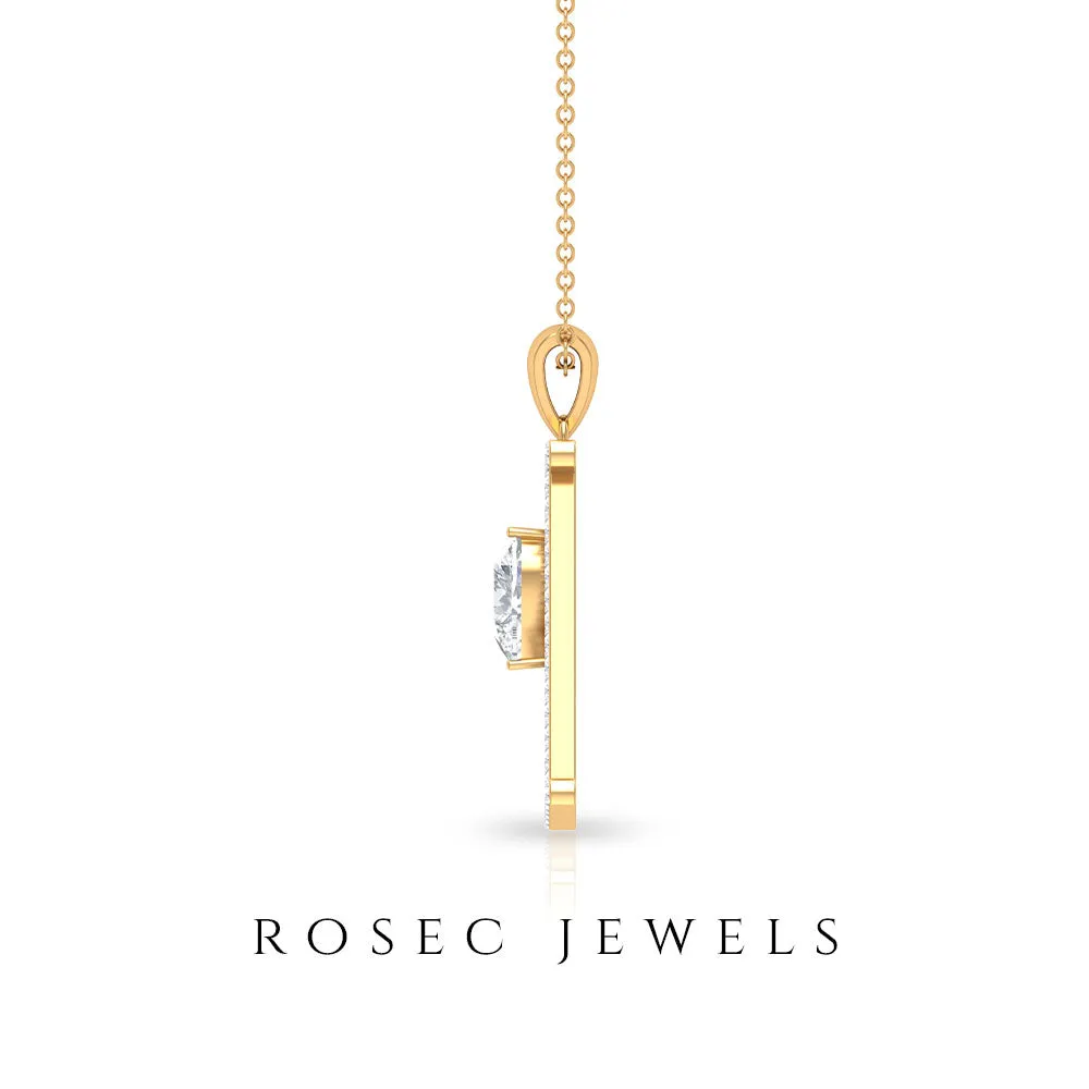Initial A Pendant Necklace with Cubic Zirconia