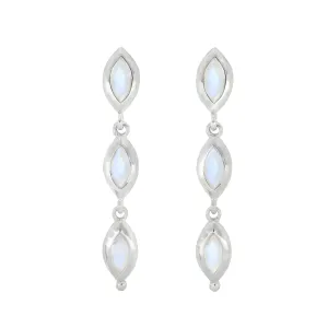 Isabella Marquise Moonstone Silver Earrings