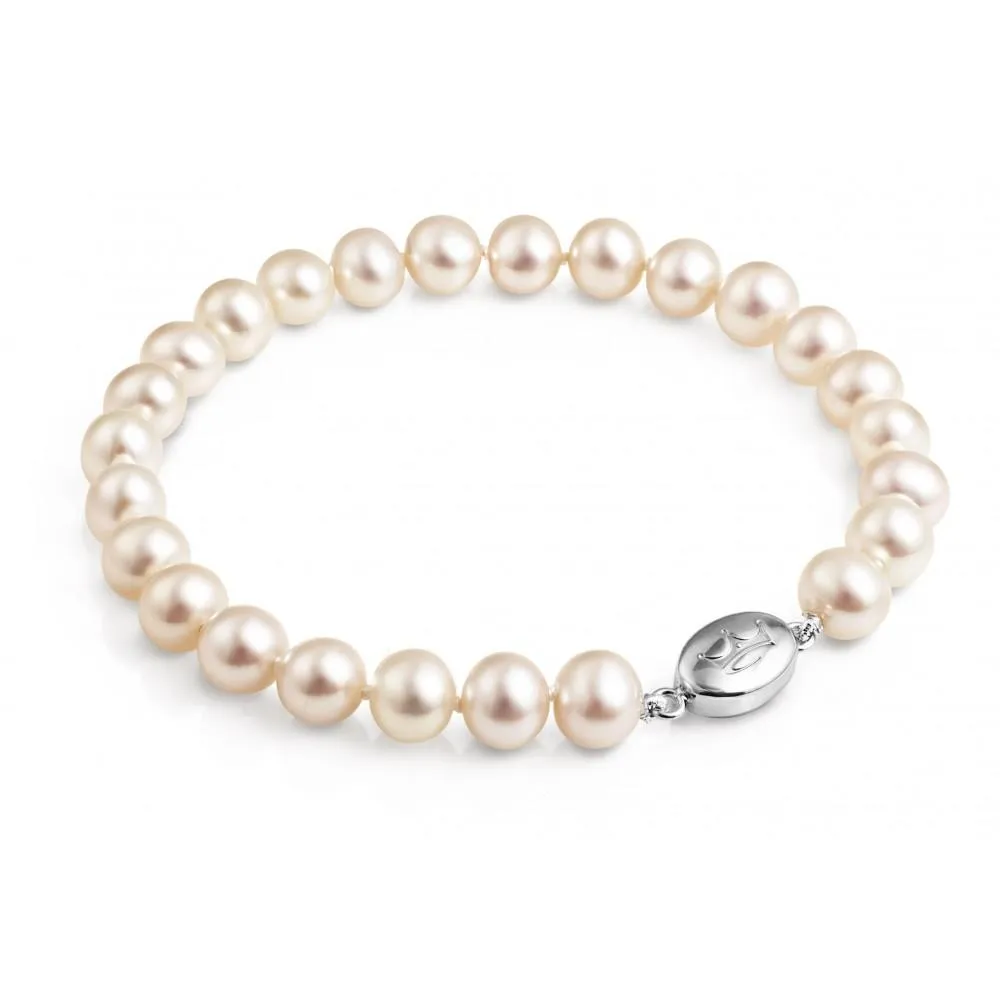Jersey Pearl 7mm White Crown (Excellent) Pearl Bracelet 1510195