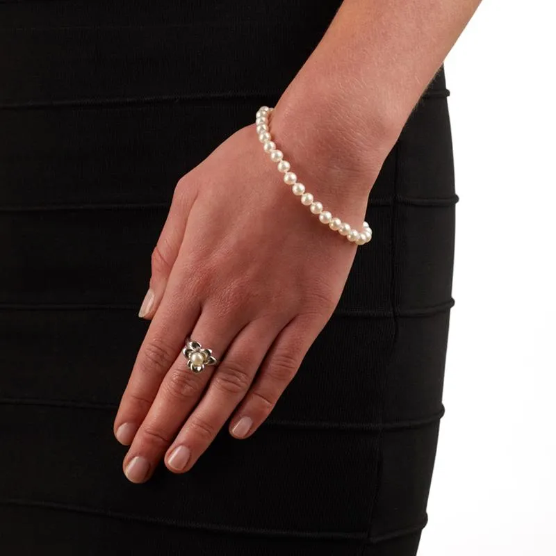 Jersey Pearl 7mm White Crown (Excellent) Pearl Bracelet 1510195