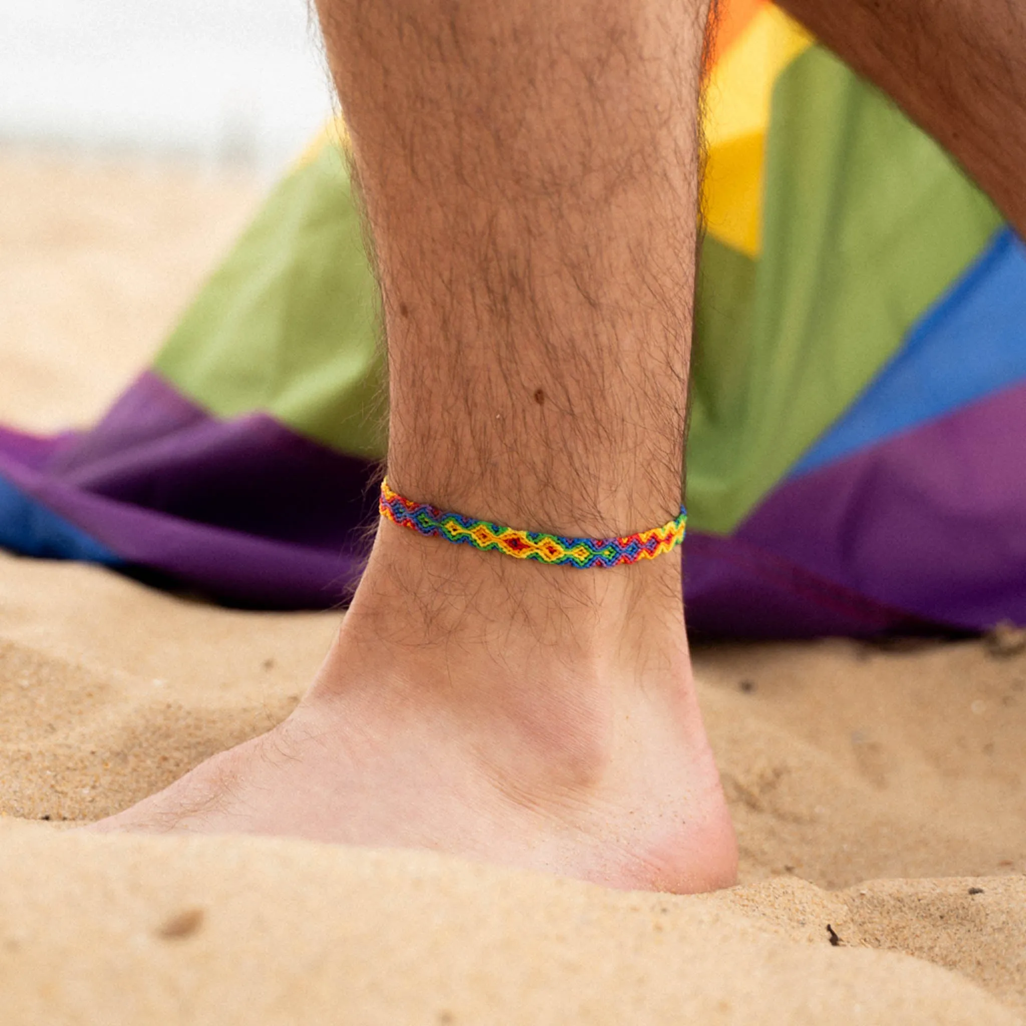 Just Like Us Pride Leme Surf Anklet Rainbow Edition