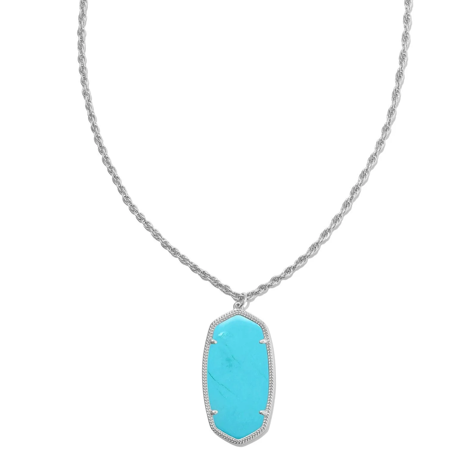 Kendra Scott | Rae Silver Long Pendant Necklace in Variegated Turquoise Magnesite