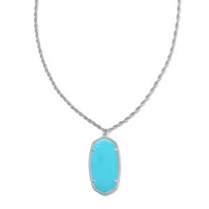 Kendra Scott | Rae Silver Long Pendant Necklace in Variegated Turquoise Magnesite