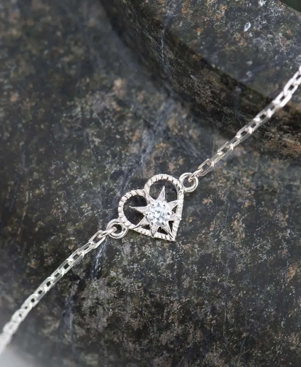 Kind Heart Bracelet | Sterling Silver | White Zircon