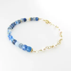 Kyanite and Freshwater Pearl Bracelet