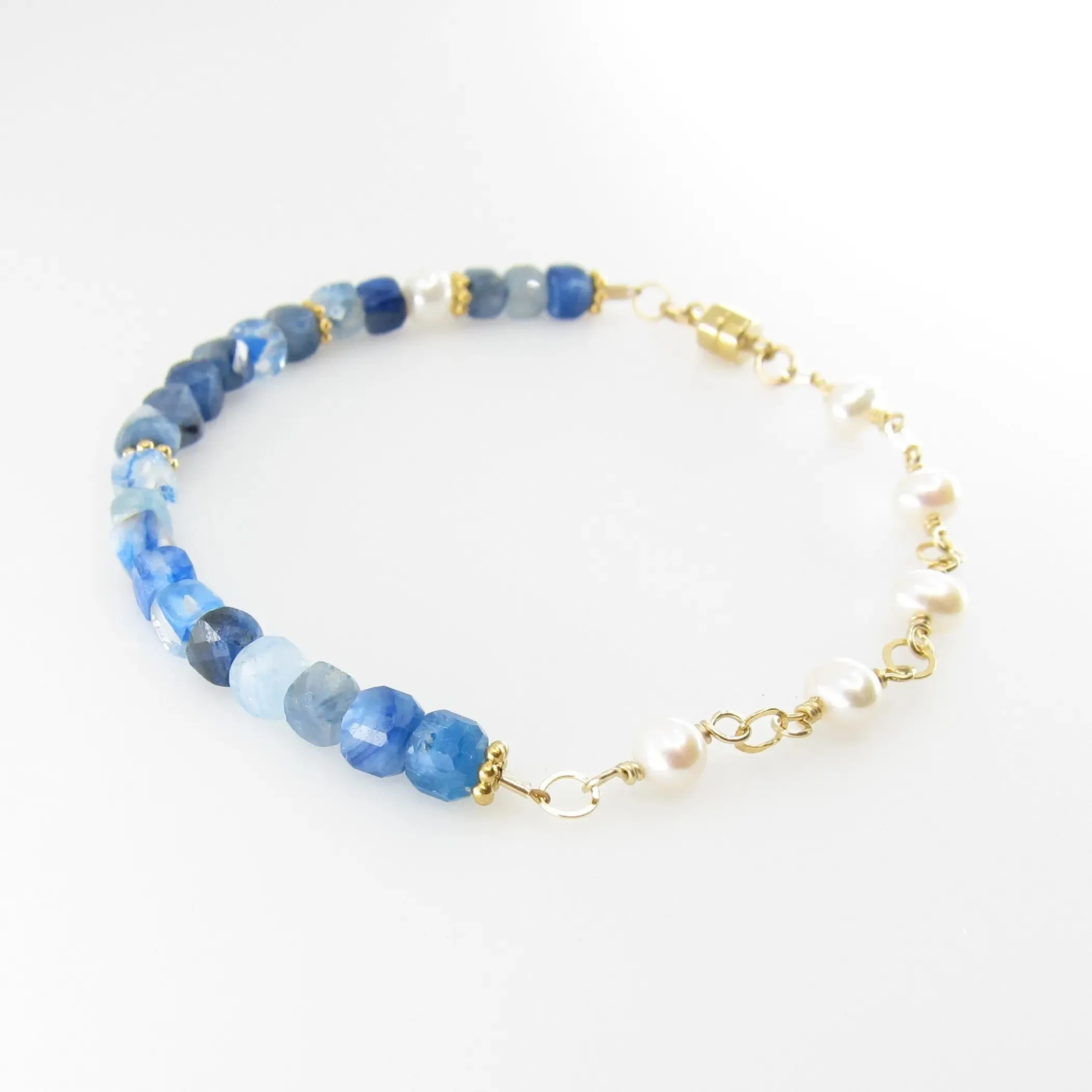 Kyanite and Freshwater Pearl Bracelet