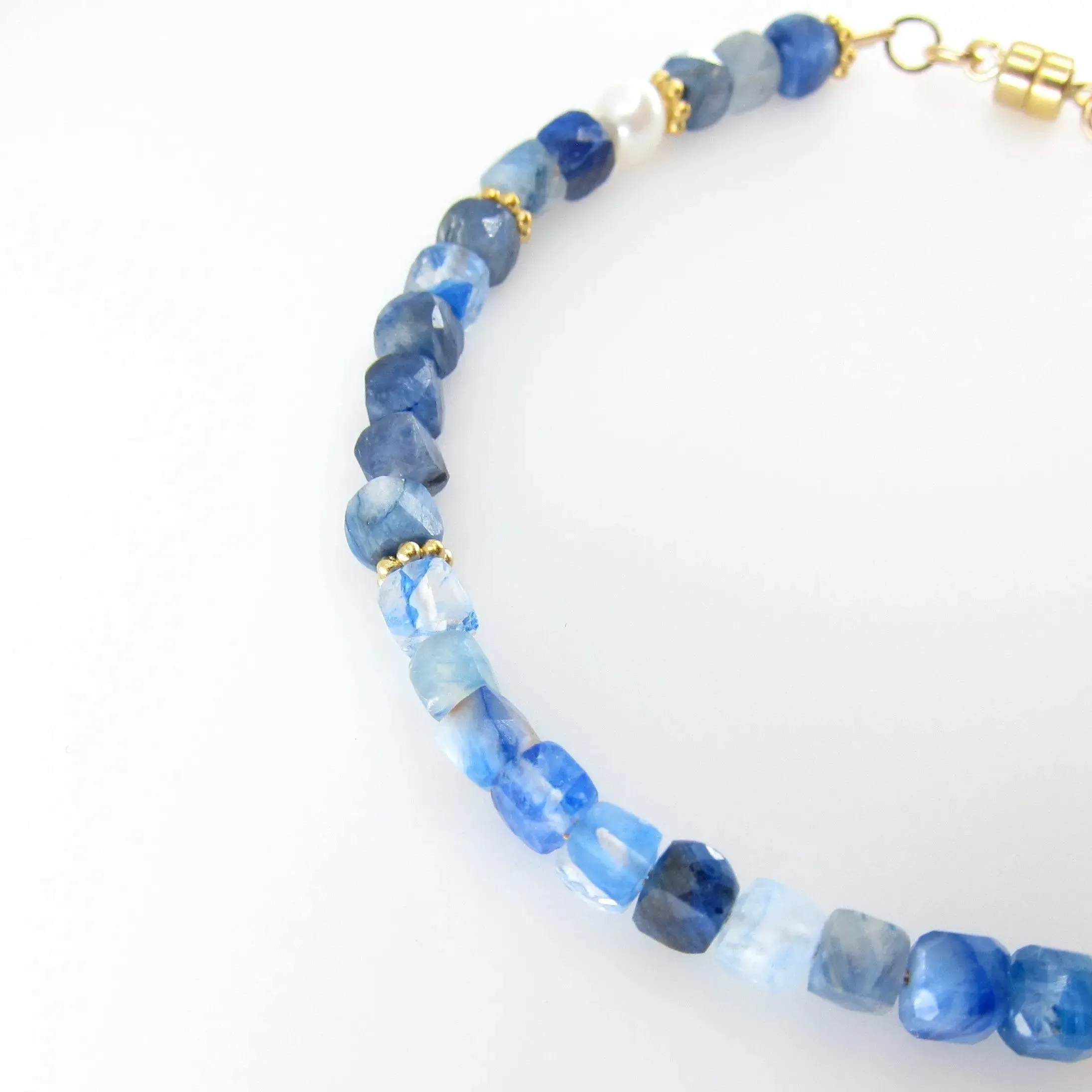 Kyanite and Freshwater Pearl Bracelet