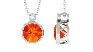 Lab Grown Orange Sapphire Pendant Necklace with Diamond