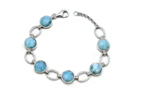 Larimar Six 10mm With White Sapphire Accents Bracelet