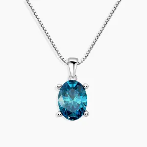 London Blue Topaz Oval Shape Pendant Necklace in 925 Sterling Silver - Irosk Australia ®