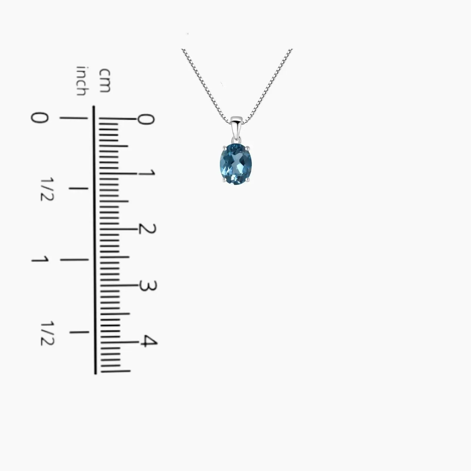 London Blue Topaz Oval Shape Pendant Necklace in 925 Sterling Silver - Irosk Australia ®