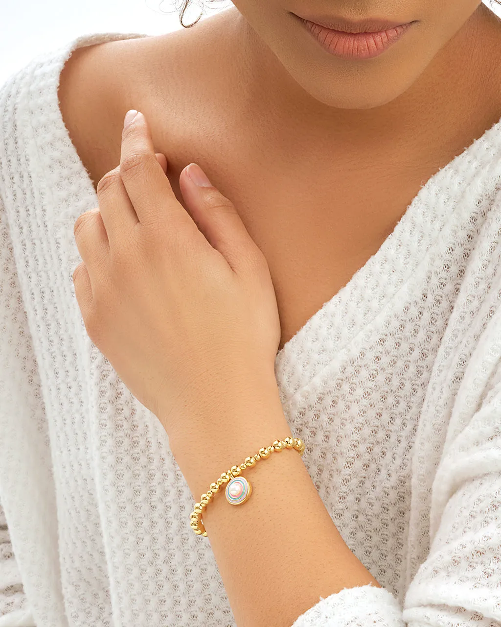 Lorelai Enamel & Pearl Charm Beaded Bracelet