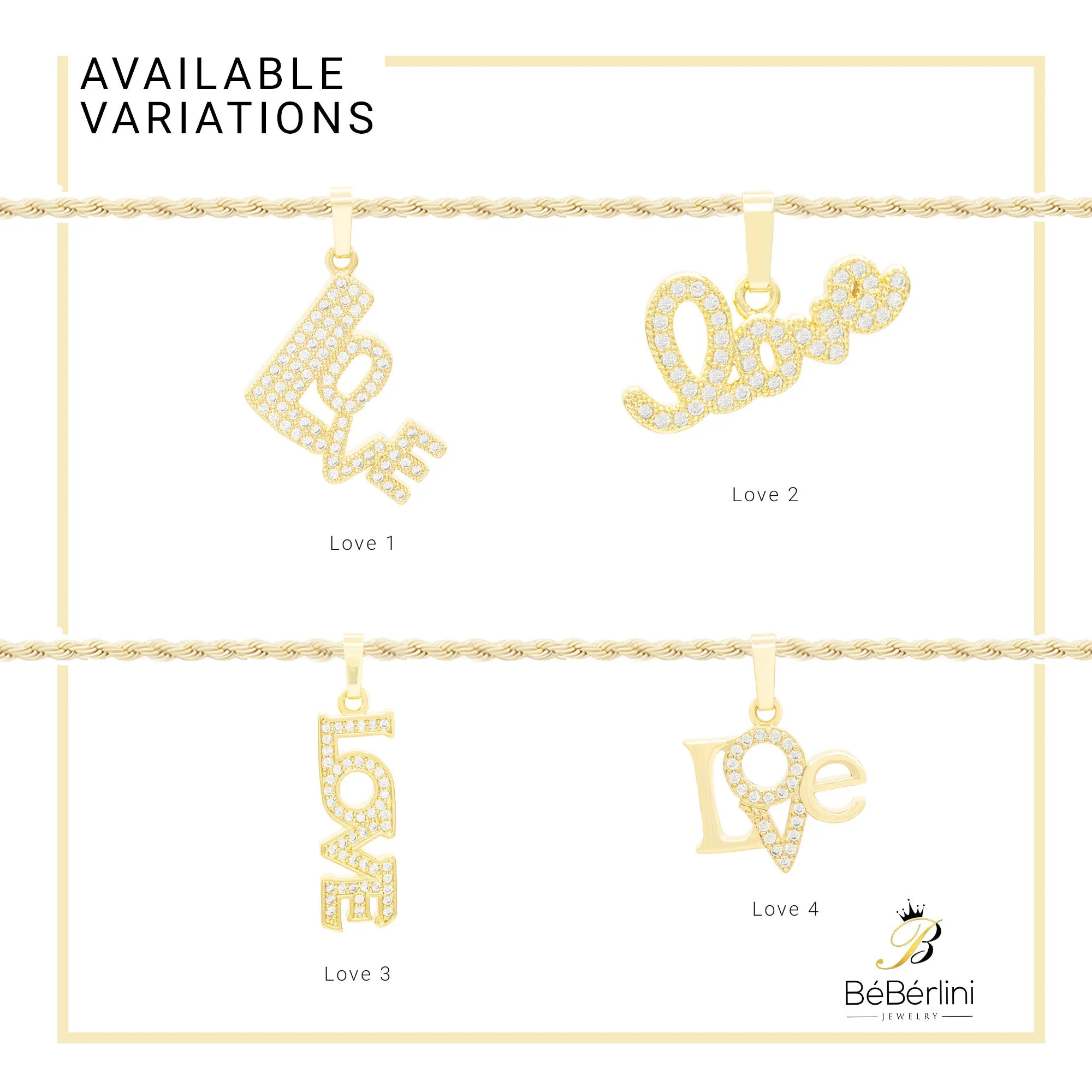 Love CZ Pendant 14K Anklet Bracelet Gold Filled Cubic Zirconia Charm Rope Foot Set 10" WomenJewelry