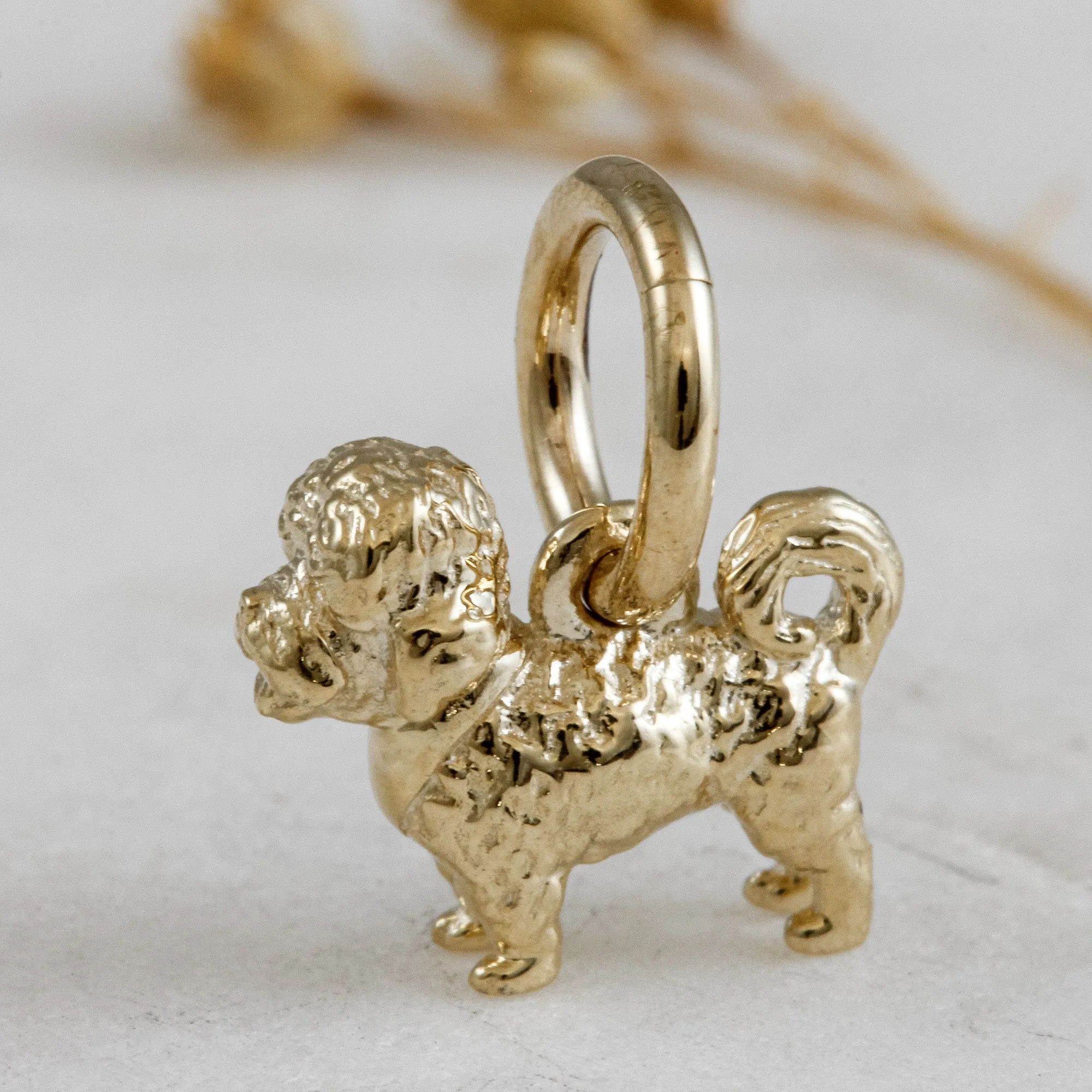Maltipoo Solid Gold Dog Charm
