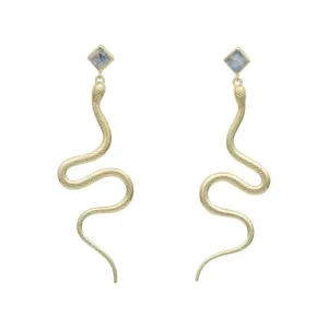 Medusa Gold Rainbow Moonstone Earrings