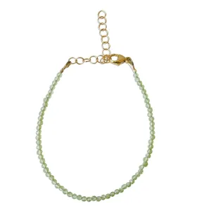 Mini Peridot Gemstone Bracelet, Tiny Faceted Gemstone Bracelet
