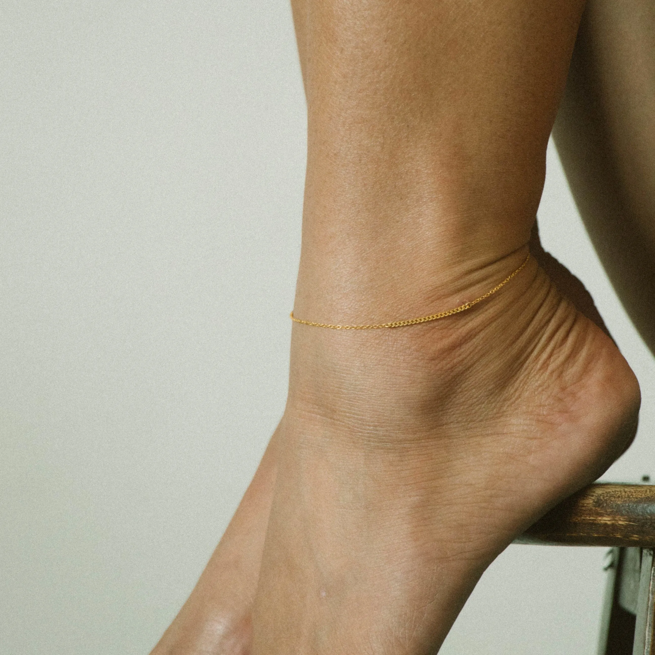 Mixed Chains Anklet, Solid 18k Gold