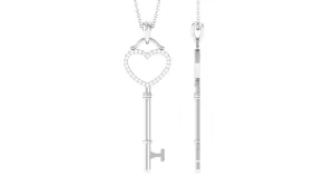 Moissanite Heart Key Pendant Necklace