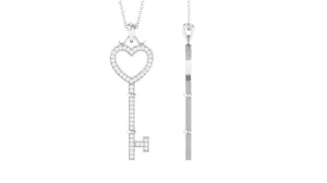 Moissanite Key Open Heart Pendant Necklace