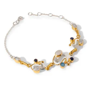 Monet inspirations Water Lily Bracelet - Sterling Silver Rainbow Moonstone & Iolite
