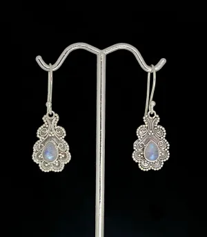 Moonstone Earrings with Scroll Detail