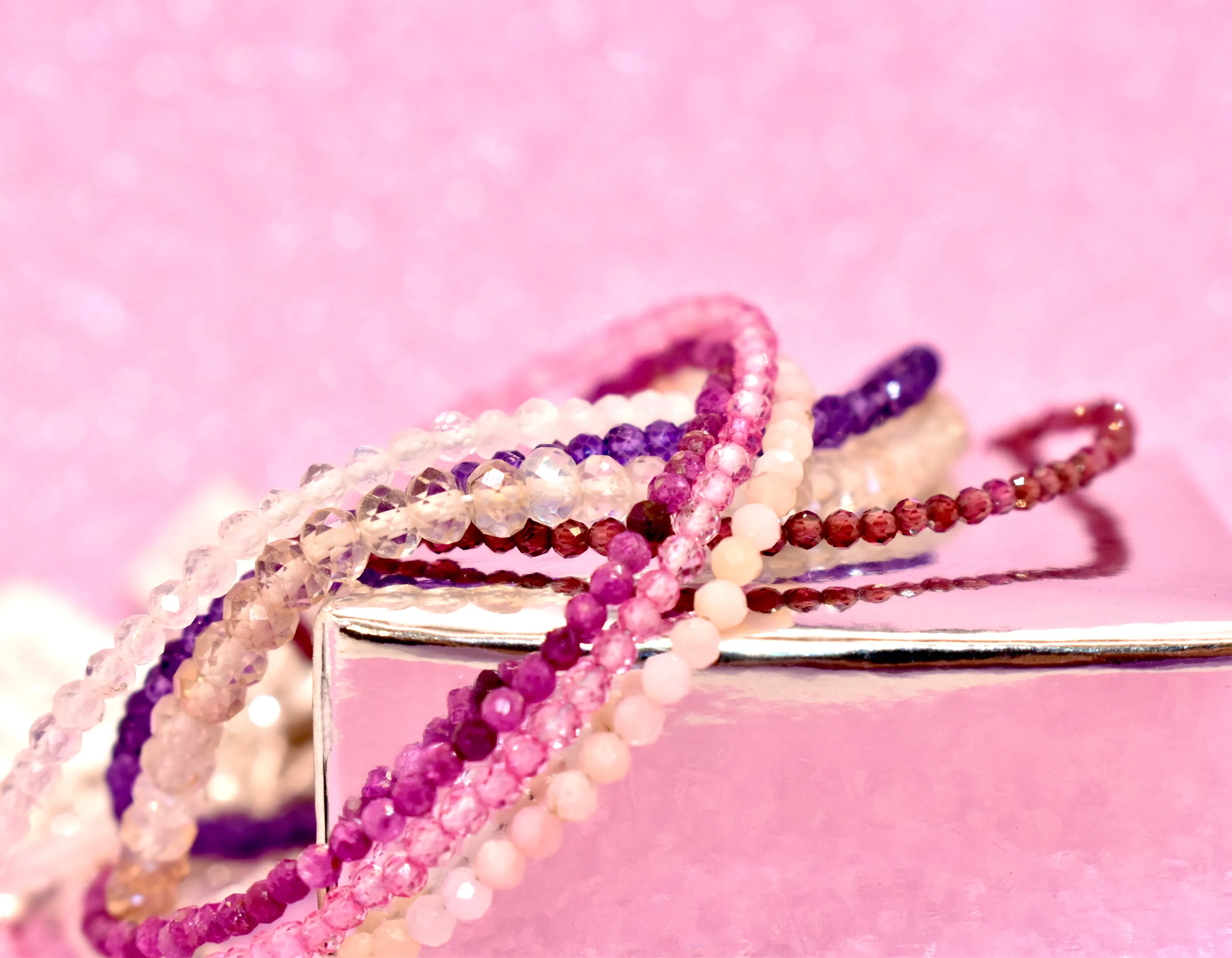Moonstone Micro Cut Bead Bracelet
