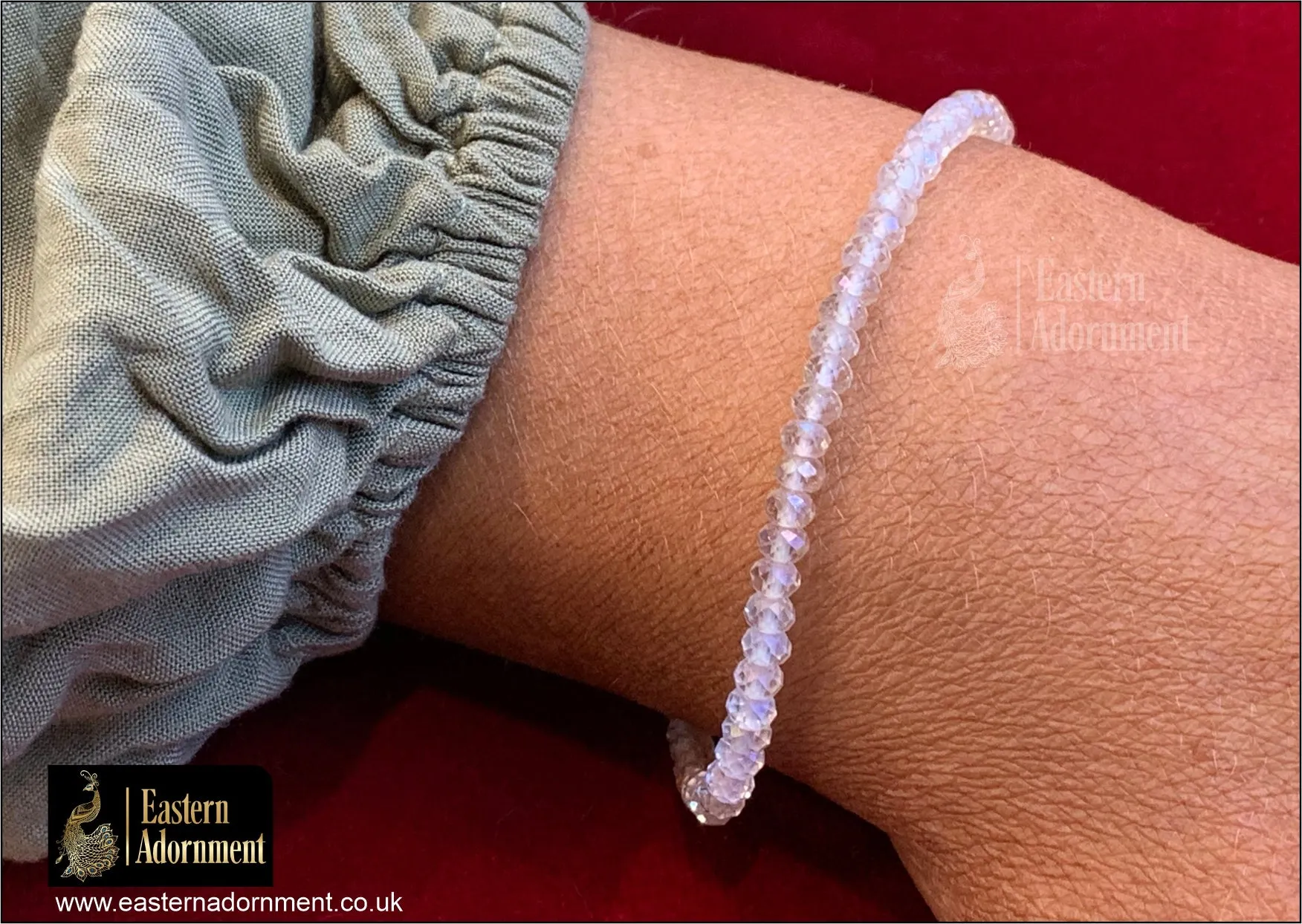 Moonstone Micro Cut Bead Bracelet