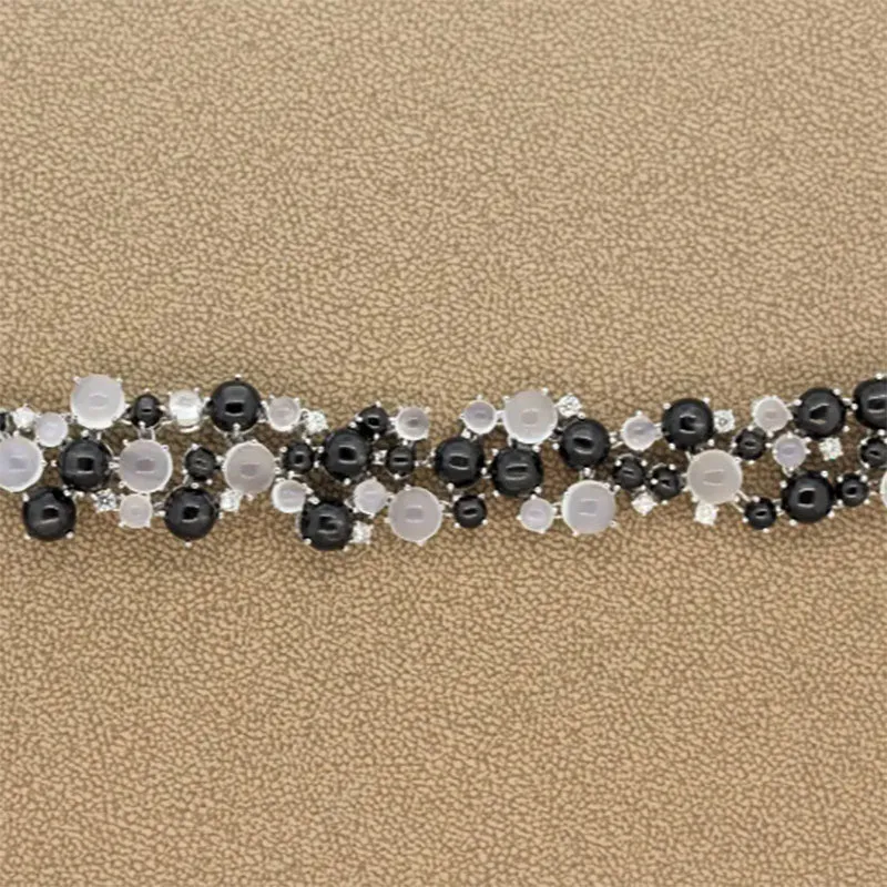 Moonstone Star Diopside Diamond Gold Bracelet