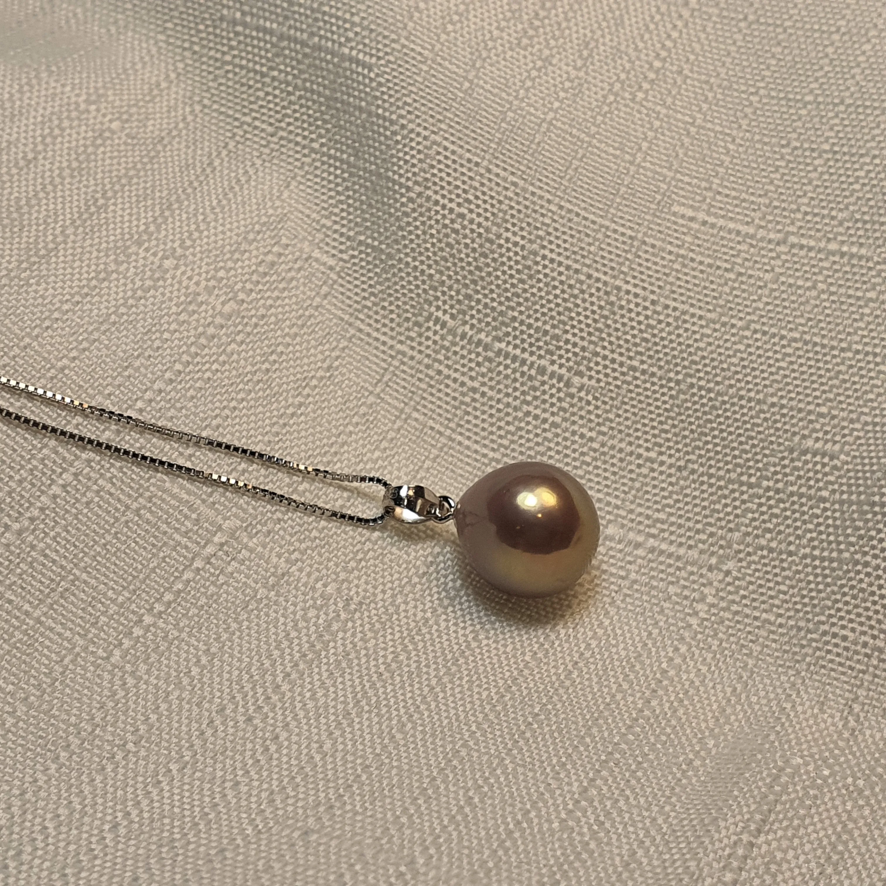 Multi-Coloured Baroque Pearl Pendant and Chain, Sterling Silver
