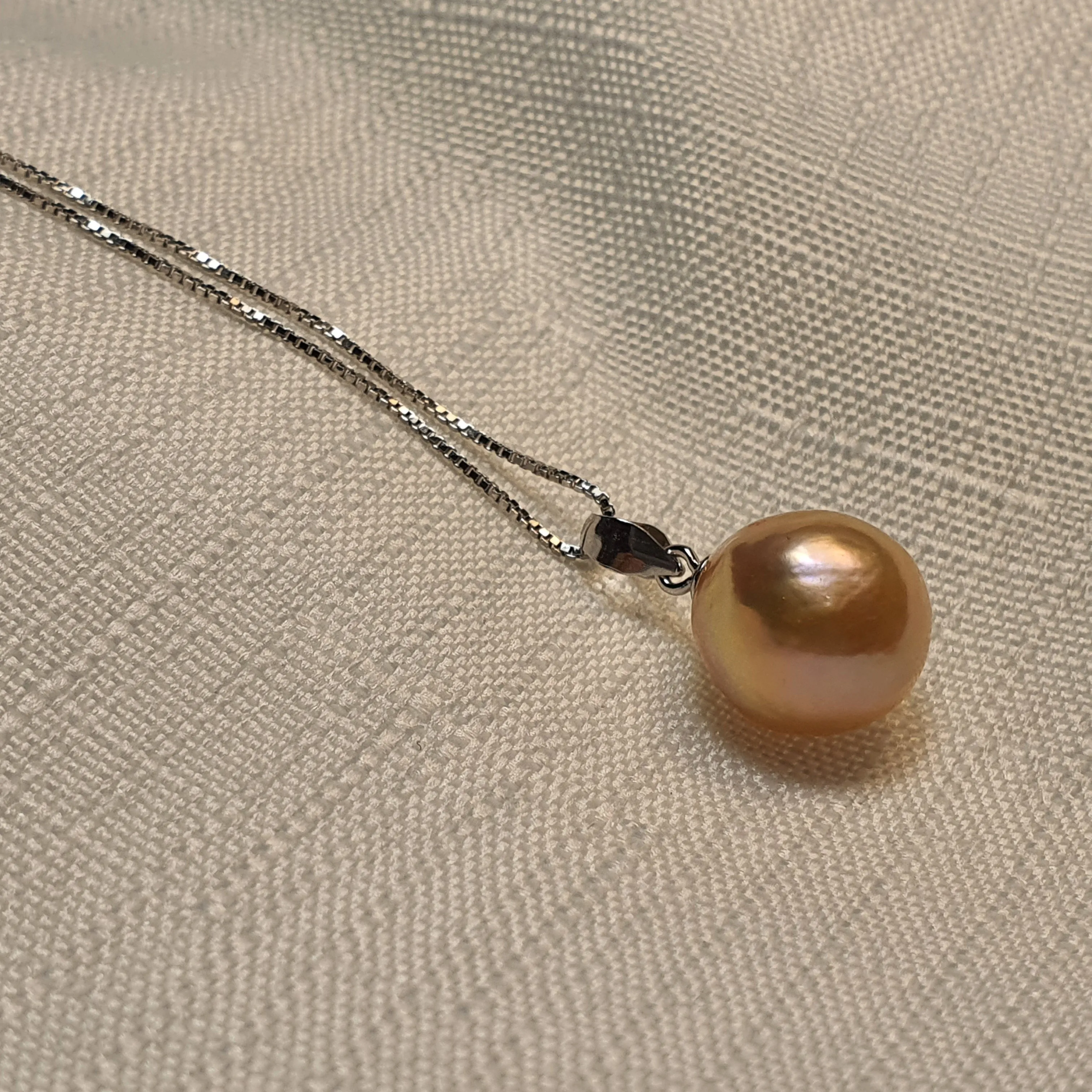 Multi-Coloured Baroque Pearl Pendant and Chain, Sterling Silver