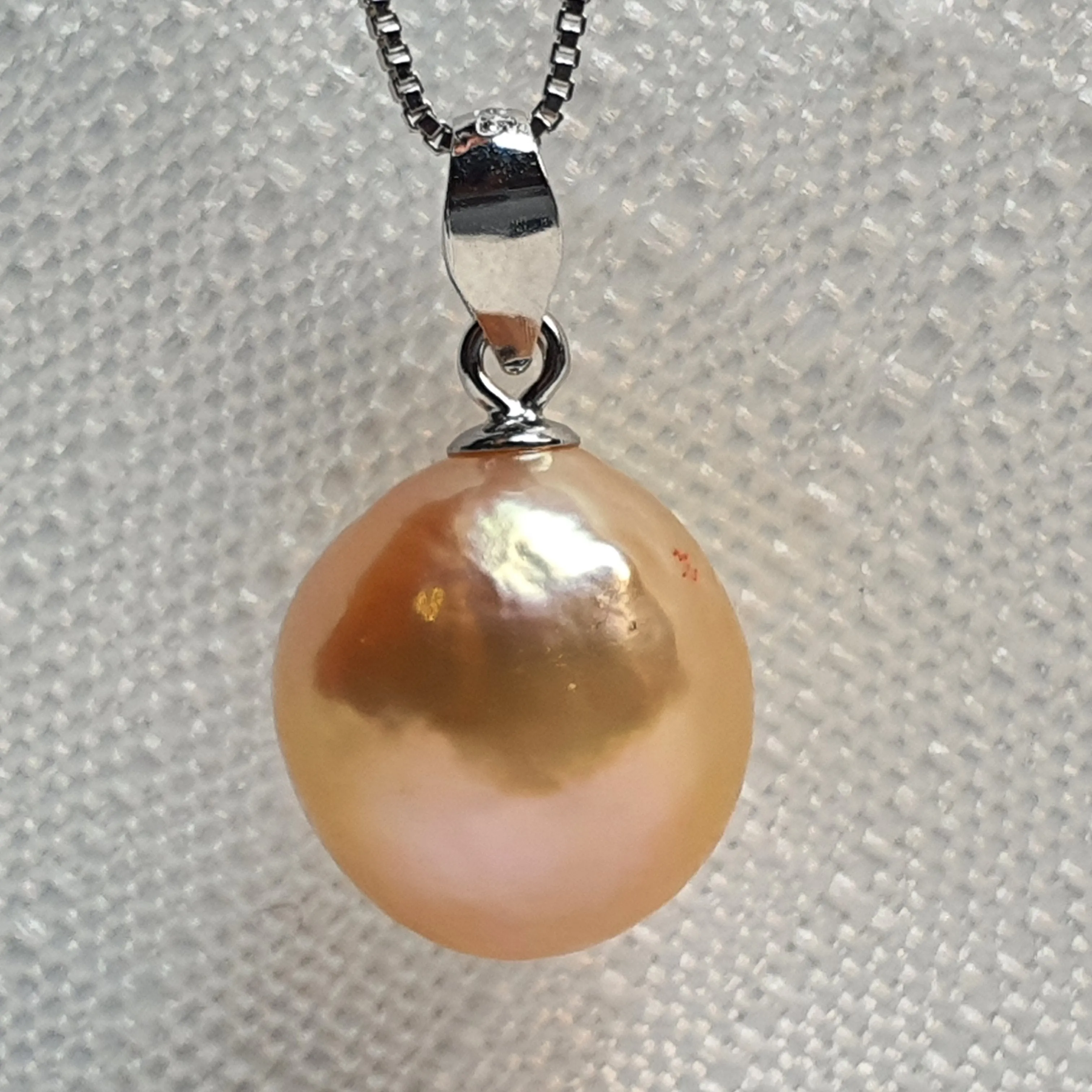 Multi-Coloured Baroque Pearl Pendant and Chain, Sterling Silver