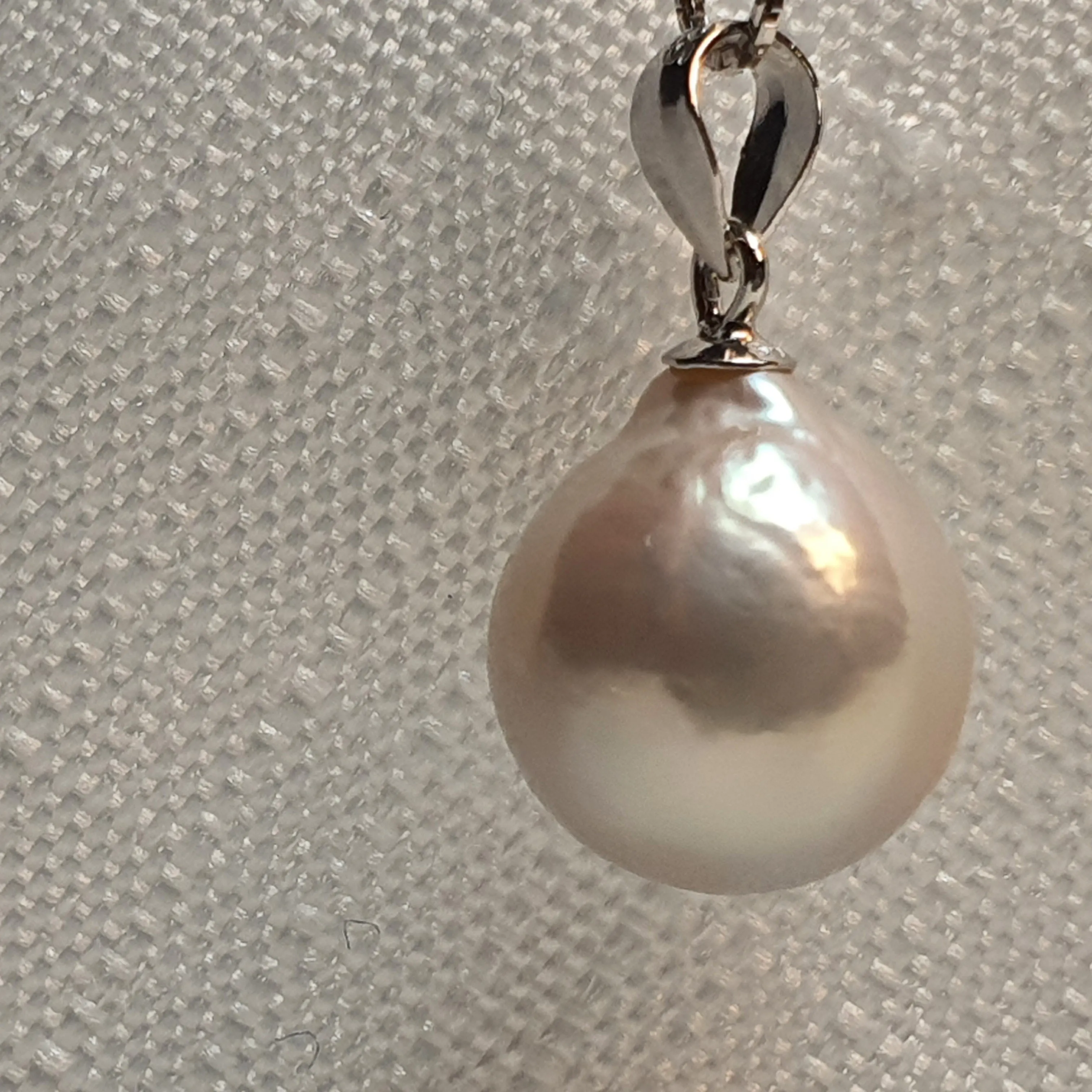 Multi-Coloured Baroque Pearl Pendant and Chain, Sterling Silver