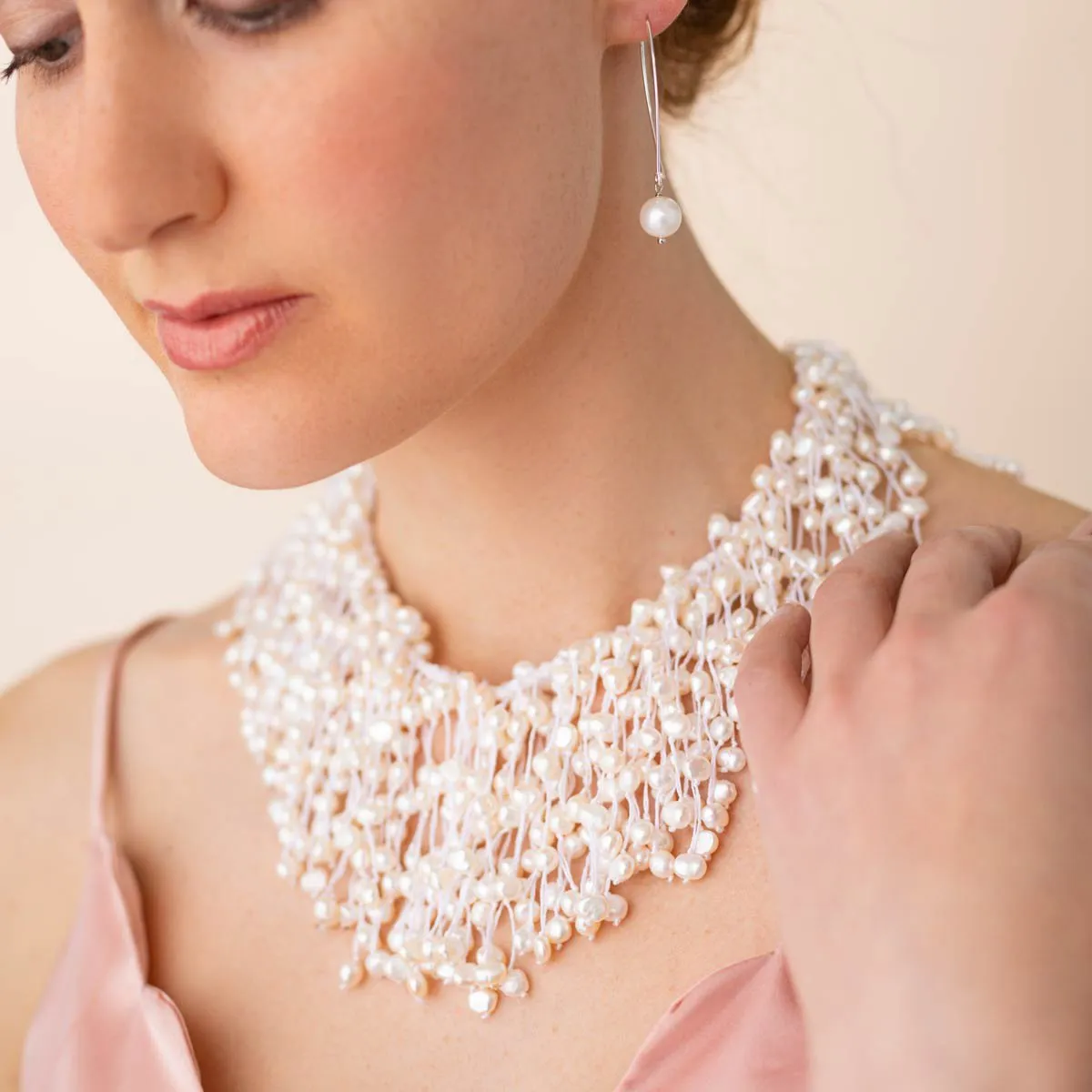 Multi Pearl Statement Necklace with 18k gold clasp