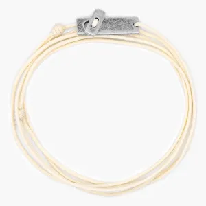 Multi Wraps String Bracelet With Sterling Silver Button (Cream)