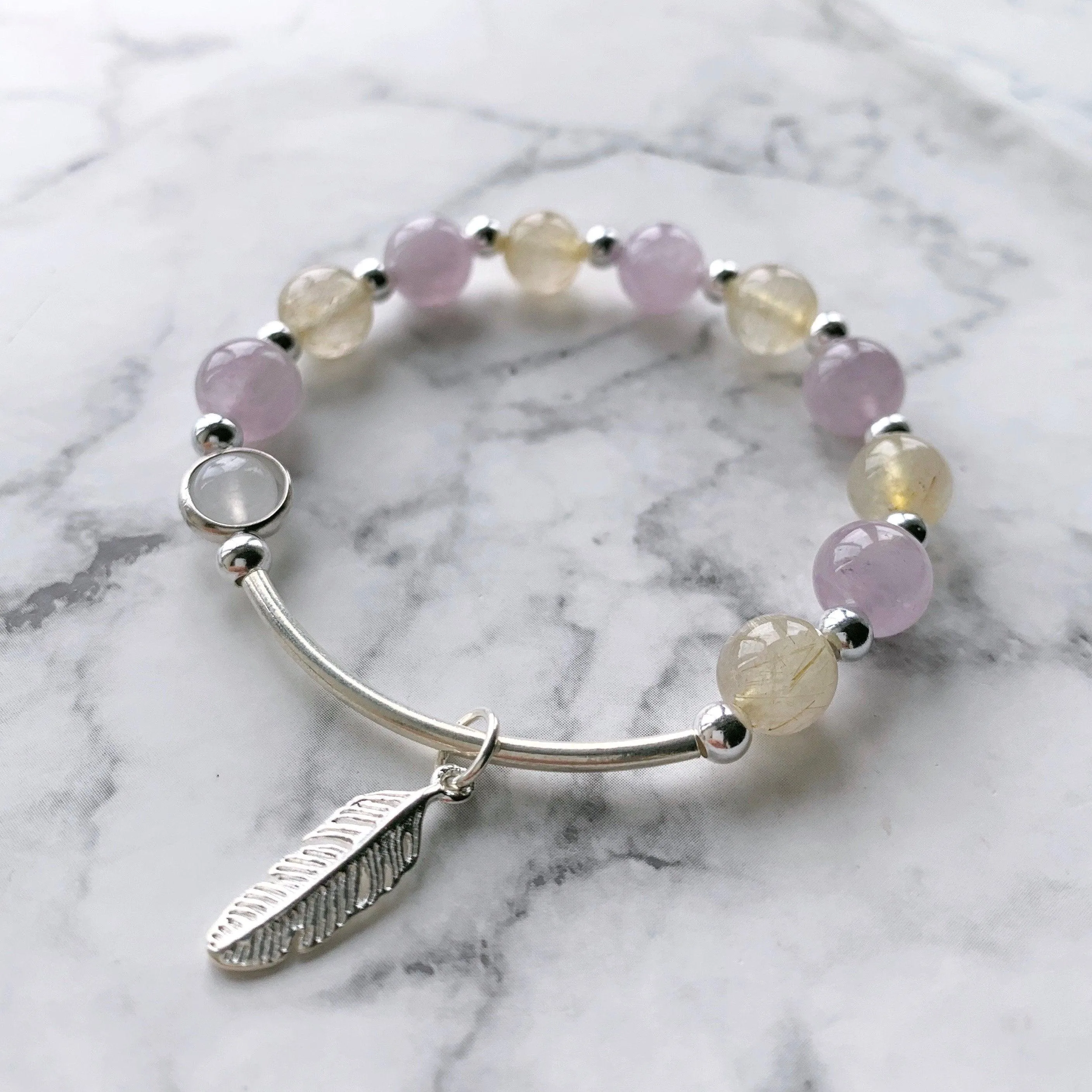 Natural Amethyst & Citrine Crystal Bracelet