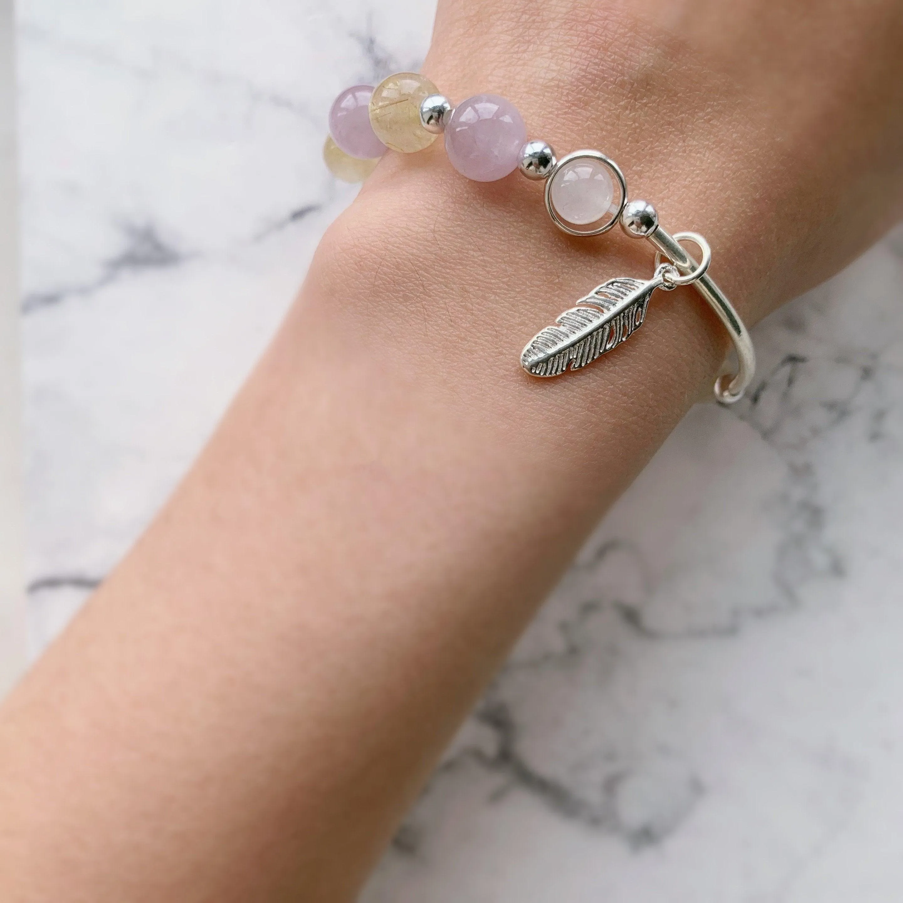 Natural Amethyst & Citrine Crystal Bracelet