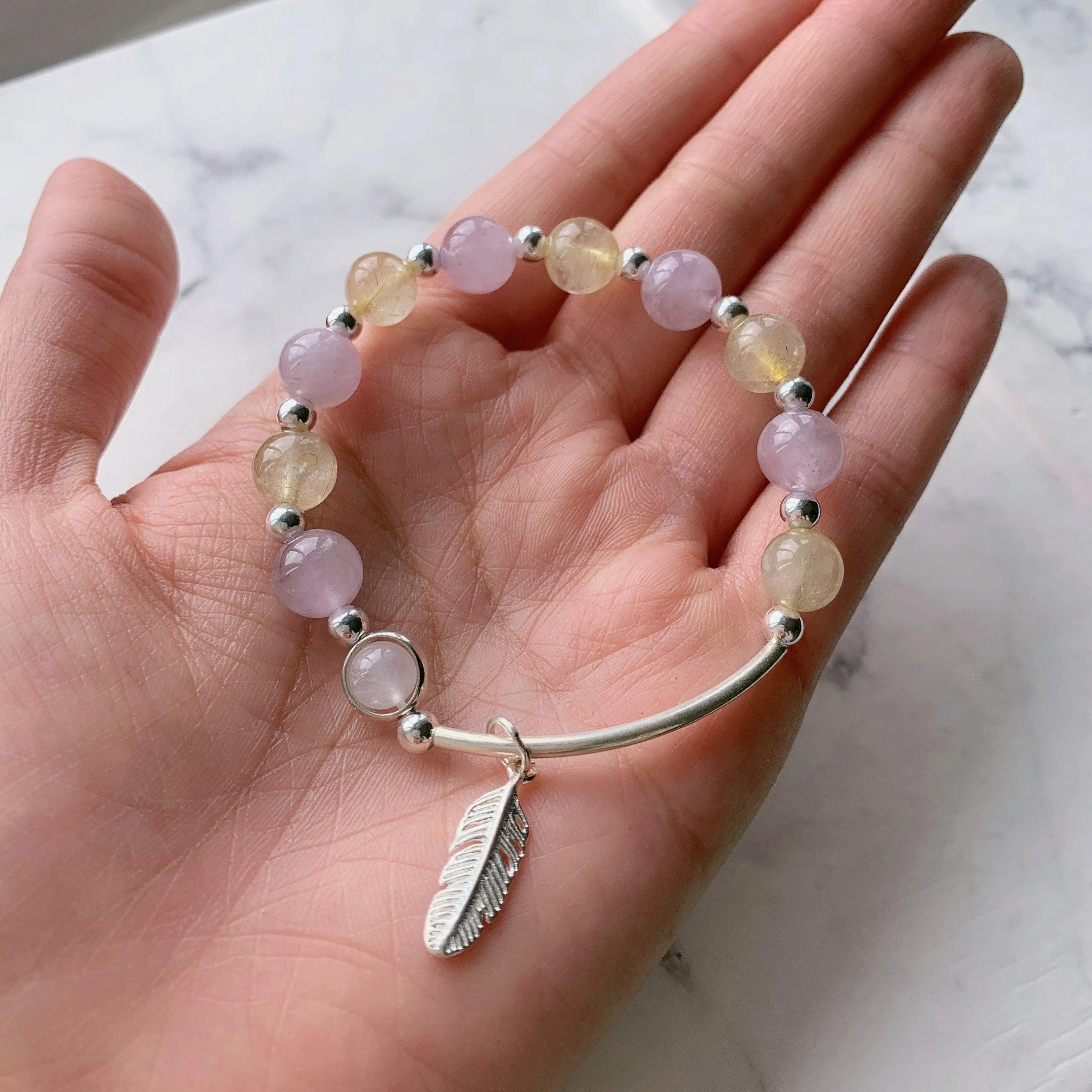 Natural Amethyst & Citrine Crystal Bracelet
