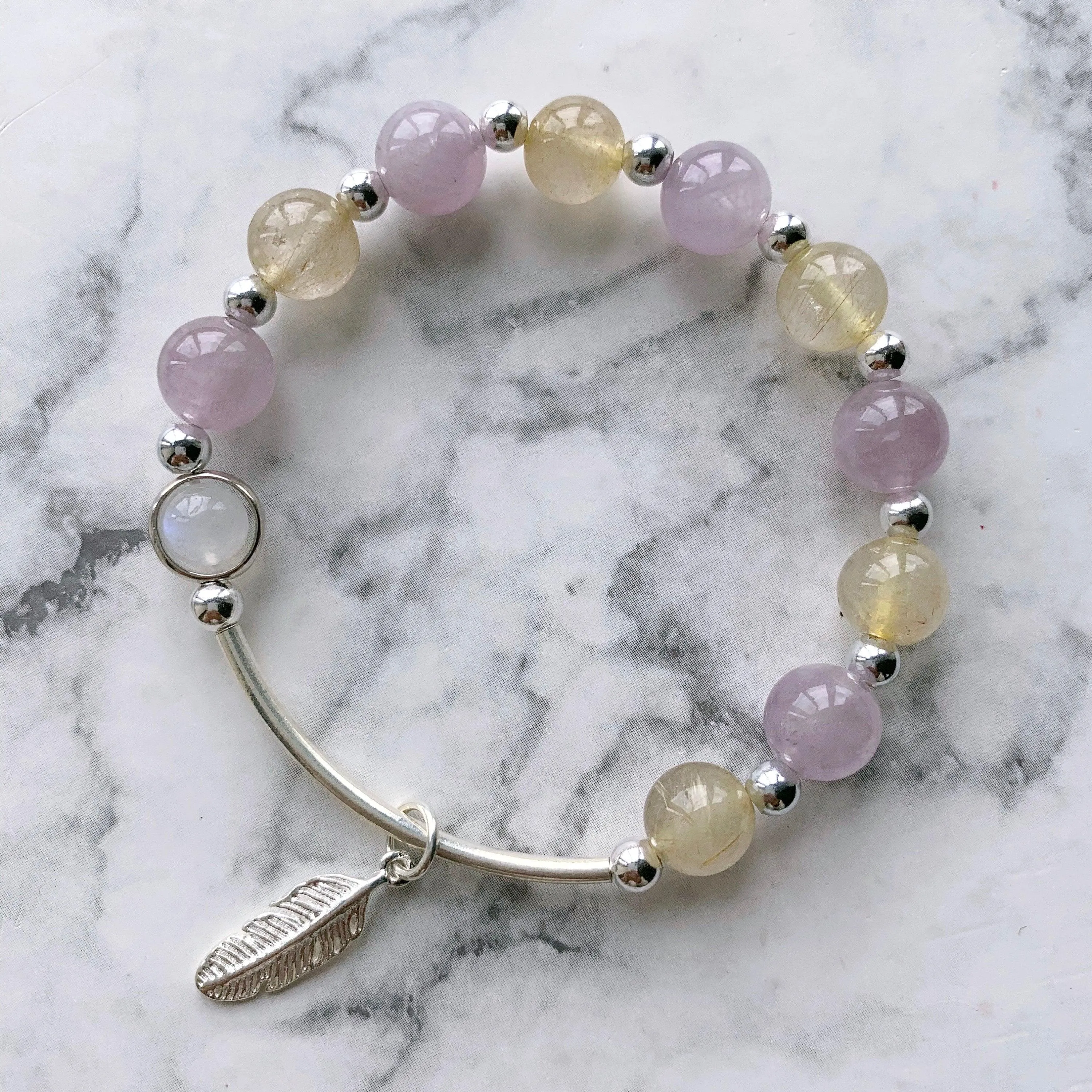 Natural Amethyst & Citrine Crystal Bracelet