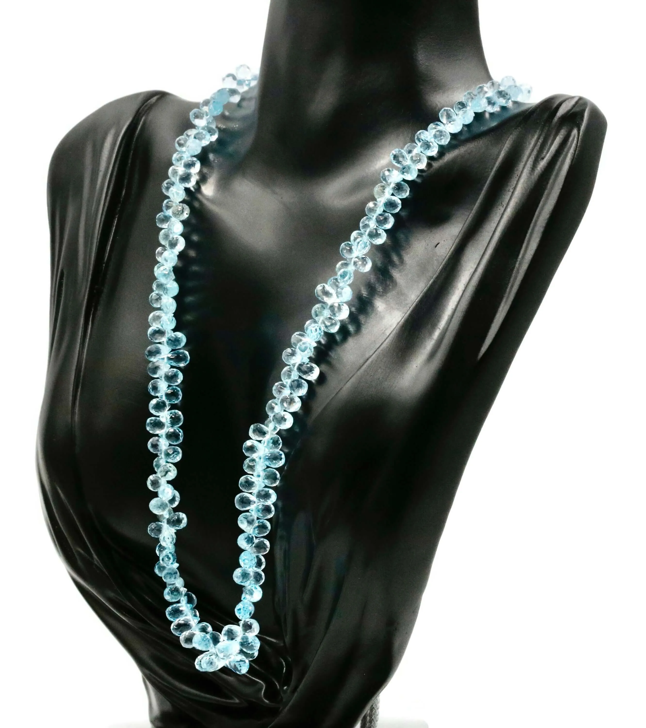 Natural Blue Topaz Necklace Beaded Natural Topaz Drops Necklace Topaz Faceted Necklace Blue Topaz Blue Topaz Faceted Necklace SKU 6142971