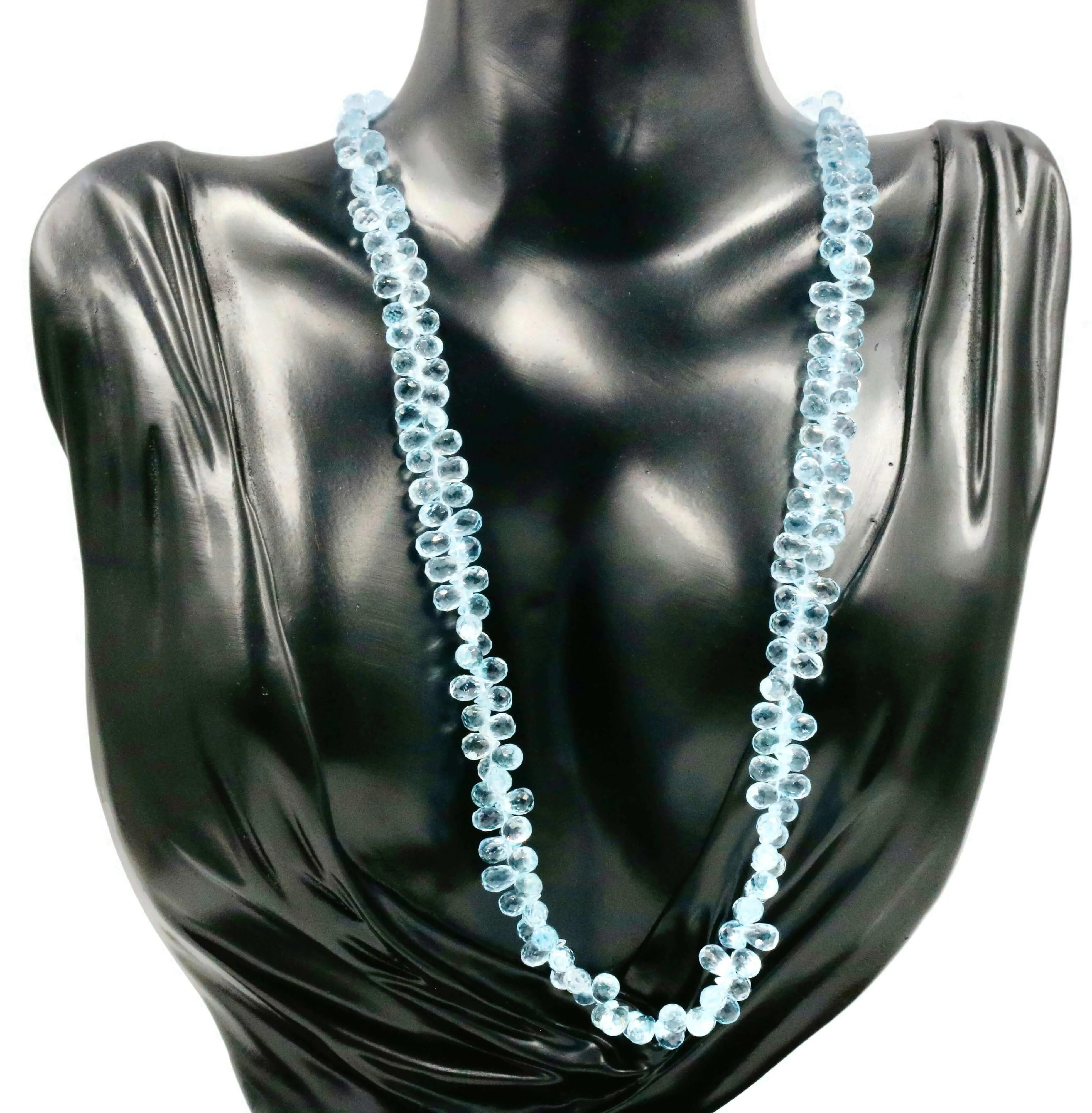 Natural Blue Topaz Necklace Beaded Natural Topaz Drops Necklace Topaz Faceted Necklace Blue Topaz Blue Topaz Faceted Necklace SKU 6142971
