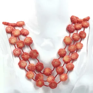 Natural Orange Carved Coral Flower Beaded Strand Coral Beads Italian Coral beads Orange Coral Beads Coral Beads Coral Beads Coral Necklace SKU 6142730