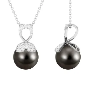 Nature Inspired Tahitian Pearl and Diamond Drop Pendant