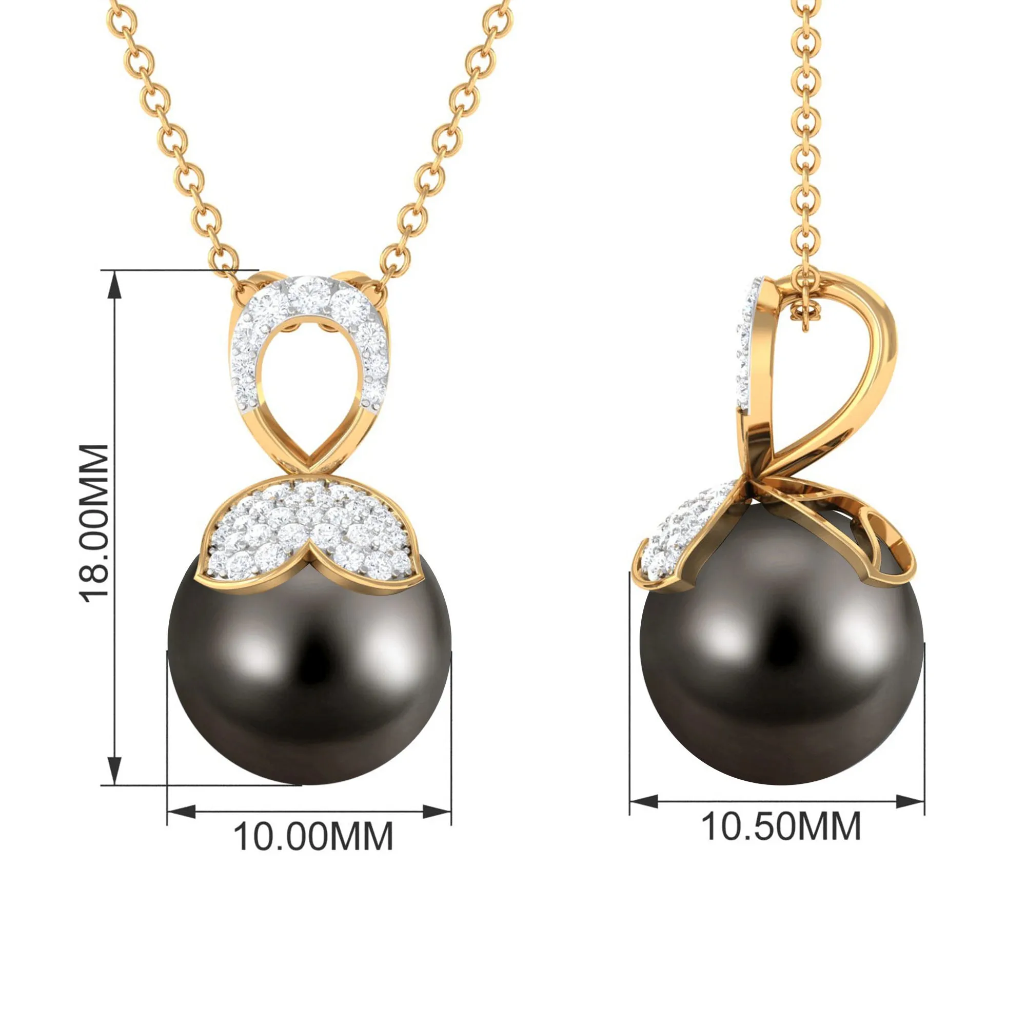 Nature Inspired Tahitian Pearl and Diamond Drop Pendant